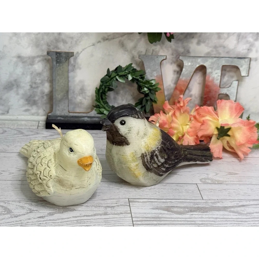 Wax Candles Chickadee And‎ Dove Birds Winter Woodland Series By Russ Berrie NWT